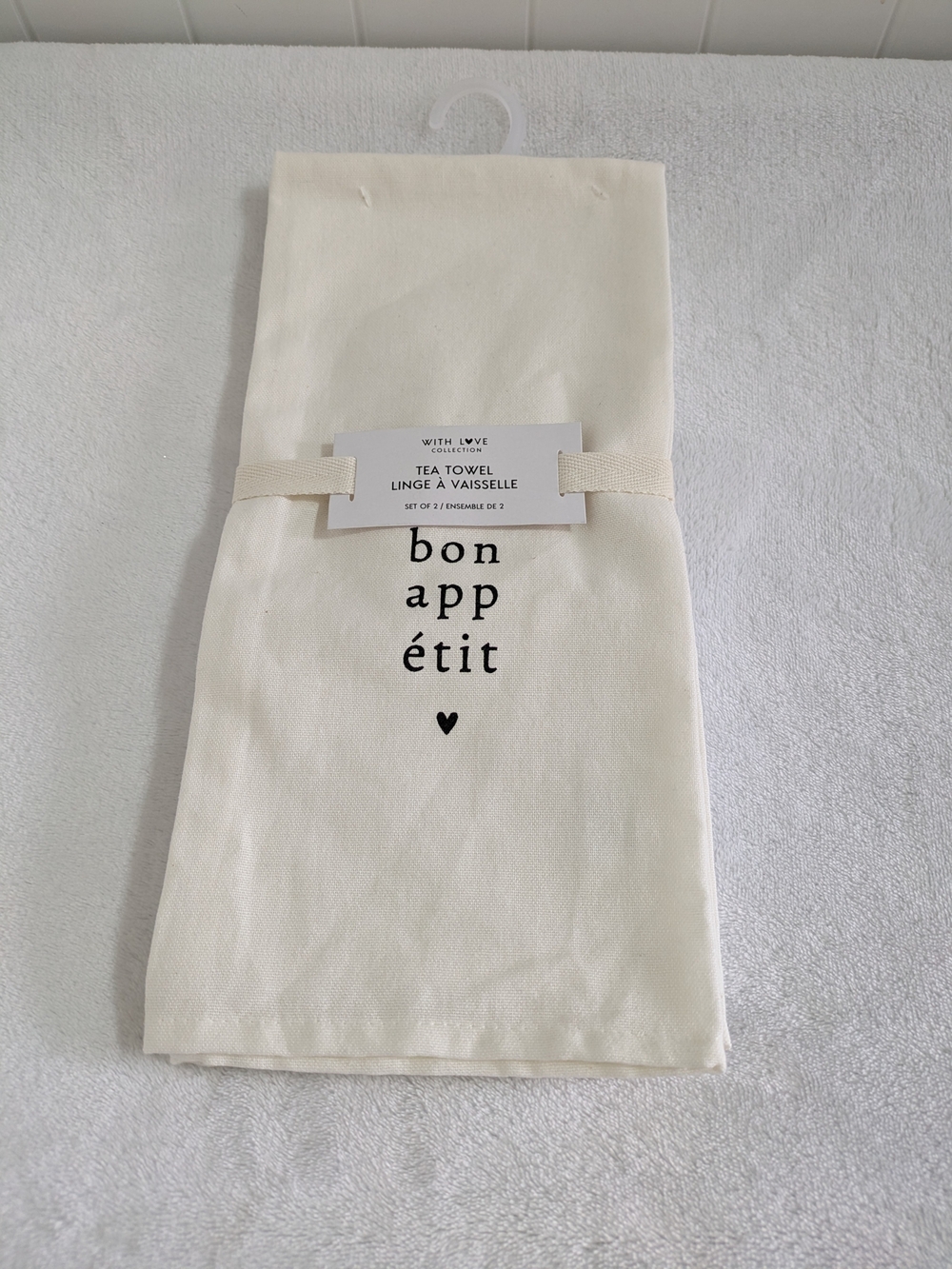 Cream 'Bon Appétit' Tea Towel - Set of 2